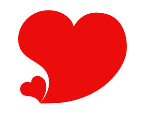 Abstract red heart shape on transparent background , modern love symbol illustration for Valentine, romance, and affection themes