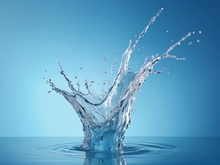 Water Splash on Blue Background with Copy Space for Text – Fresh and Clean Design