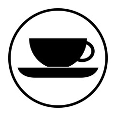 Runder schwarzer Button mit Tee Symbol	