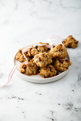 Traditional oatmeal cookies with raisins