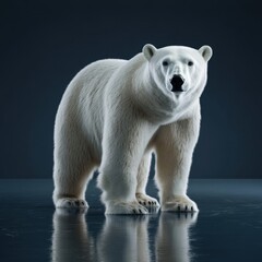 Fototapeta premium Majestic Polar Bear Standing Tall Frontal View Studio Shot Dramatic Lighting Powerful Animal Arctic Wildlife Conservation