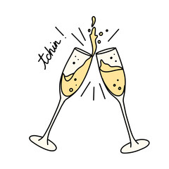 Coupes de champagne trinquent couleur