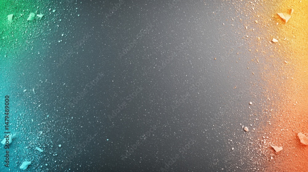 Poster Colorful Powder Particles on Abstract Background with Gradient colorful powder scattered particles