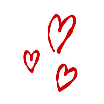 coeurs au pinceau rouge