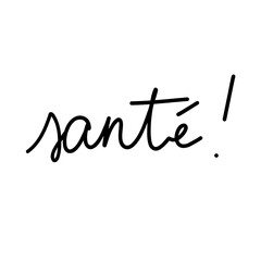 santé lettrage à la main noir