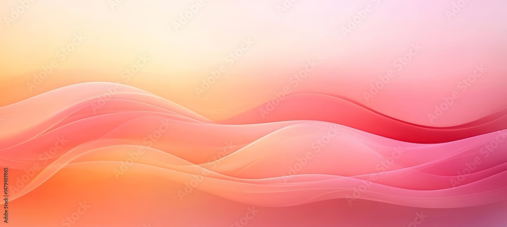 Poster abstract flowing waves gradient background, design element in delicate peach and pink tones
