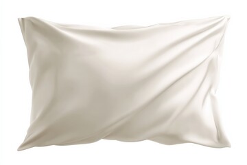 Naklejka premium Cream-colored pillow isolated on white background. Soft, smooth fabric with subtle wrinkles. Perfect for a peaceful sleep.