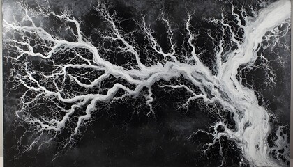 Intricate,  abstract design of  flowing white lines on a dark background.