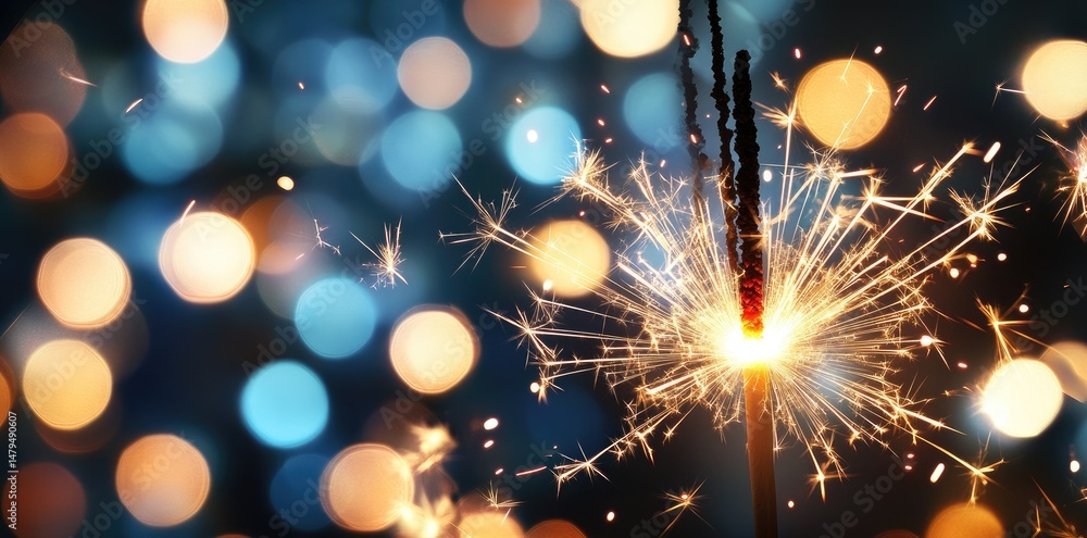 Aufkleber a dazzling sparkler ignites in a dark setting. illuminating the night with vibrant light. surrounded