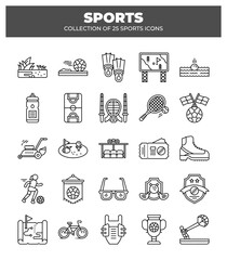 Collection of 25 Sports Icons.  A Visual Guide to Various Sports and Activities