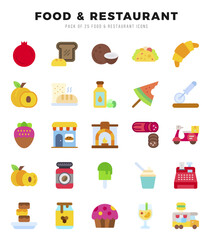 Food and Restaurant Icons bundle. Flat style Icons. Vector illustration.