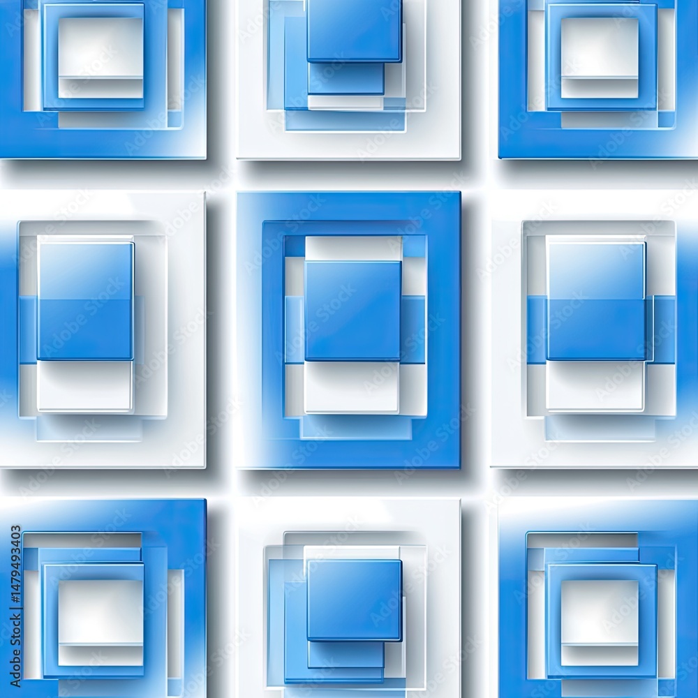 Aufkleber a close-up view of a modern geometric pattern featuring interlocking blue shapes against a light bac