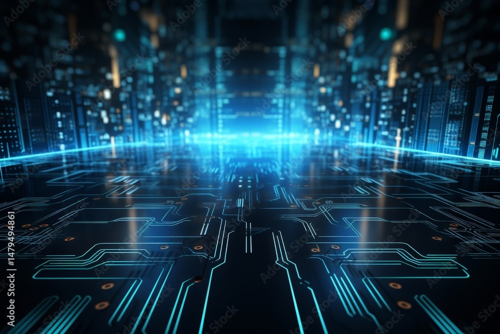 Aufkleber abstract technology background futuristic circuit board digital data visualization
