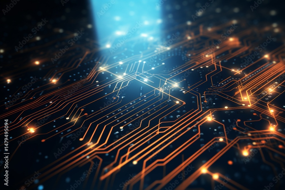 Poster abstract technology background futuristic circuit board digital data visualization
