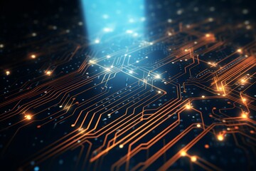 abstract technology background futuristic circuit board digital data visualization