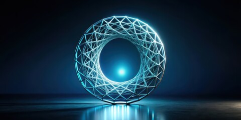 Illuminated Geometric Orb Abstract Digital Representation of Interconnectedness and Technological Advancement