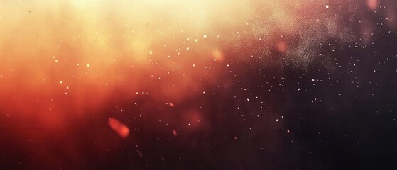 Abstract fiery dust particles floating in dark space, warm color grading, macro photography, studio shot, concept