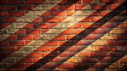 Red and White Diagonal Stripes on a Brick Wall Texture