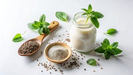 Refreshing Herbal Milk Beverage with Seeds and Powder