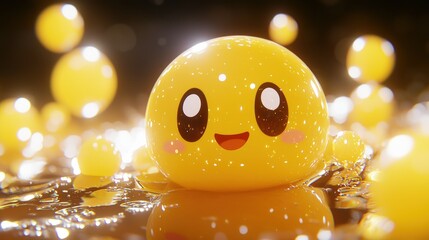 Happy cartoon yellow blob