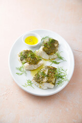 White fish fillet with herbs