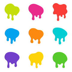 Set of Colorful Dripping Blob Shapes – Abstract Liquid Elements, Modern stylish monochrome background, Organic Shapes and Textures 