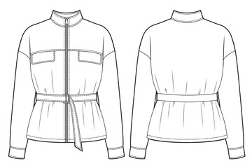 Short women jacket with a belt on the waistline © Olesya