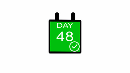 Day 48 number icon illustration. with calendar check mark on a white background. and stunning 4k illustration.