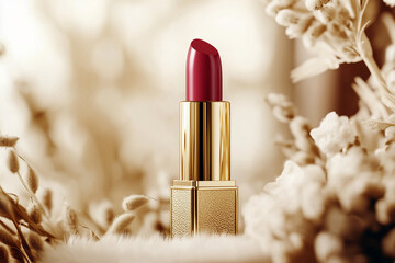High-quality cosmetic photo with pink lipstick
