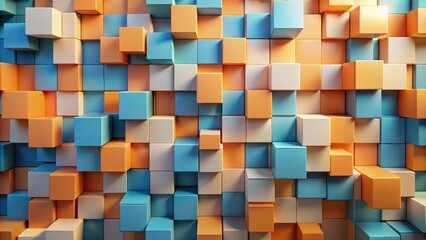 Abstract Colorful Cube Arrangement A Seamless Pattern of Interlocking Blocks in Varied Hues