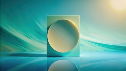 Abstract Teal and Beige Minimalist Product Display with Circular Cutout
