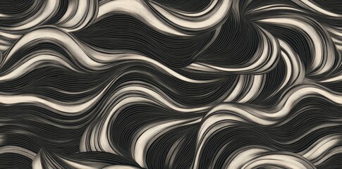 Obraz premium A captivating abstract pattern of flowing black and white waves. creating a sense of movement and depth. ideal for backgrounds in design projects