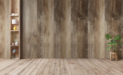 Empty the luxury modern room with a large window and natural light, shadowy room walls, and a blank wooden parquet floor.