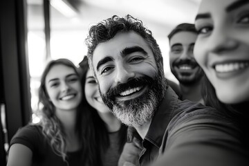 Happy diverse group of friends taking a selfie