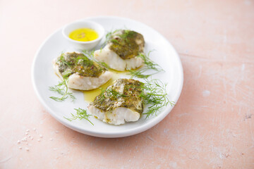 White fish fillet with herbs