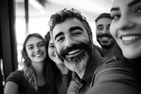 Happy diverse group of friends taking a selfie - Powered by Adobe