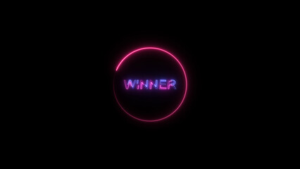 Glowing neon Winner text icon illustration, black background 4k illustration.