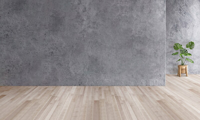 Empty the luxury modern room with a large window and natural light, shadowy room walls, and a blank wooden parquet floor.