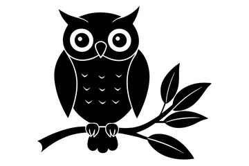 owl on a branch silhouette vector,