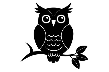 owl on a branch silhouette vector,