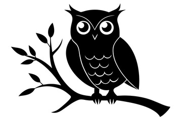 owl on a branch silhouette vector,