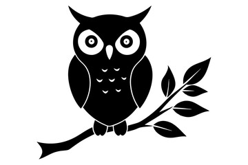 owl on a branch silhouette vector,