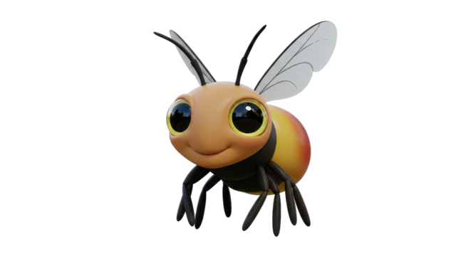 charming 3d cartoon bee isolated on transparent png