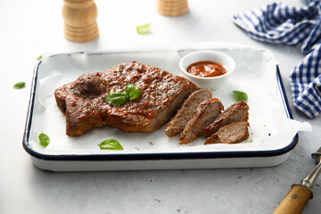 Roasted beef with bbq sauce