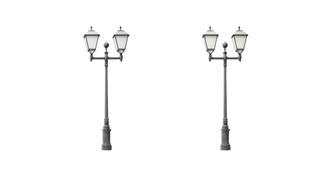 Elegant Double Lamp Post Design Street Lighting Element for Urban Cityscape