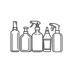 Clean and Clear Line Drawing of Spray Bottle for Spraying