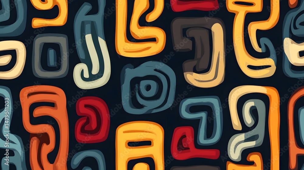 Aufkleber Colorful abstract pattern design with shapes and lines.