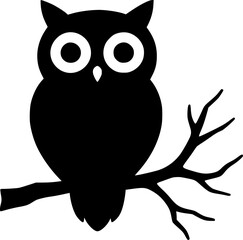 Cute Black Silhouette Owl on a Branch