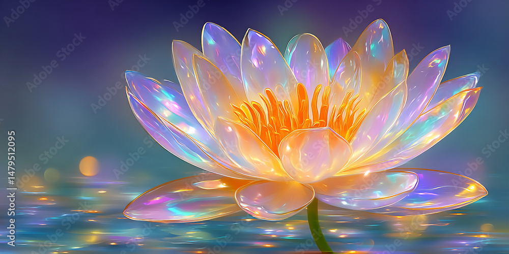 Aufkleber vibrant and multi-layered 3d rendering illustration of a flower with holographic petals that shift i