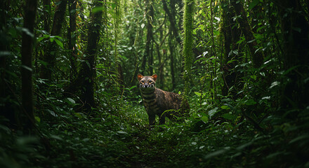 Majestic Ocelot in lush rainforest captivating wildlife photography mysterious jungle beauty